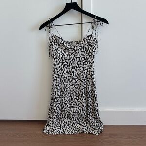 Wilfred Brown and White Tie-Shoulder Slip Dress